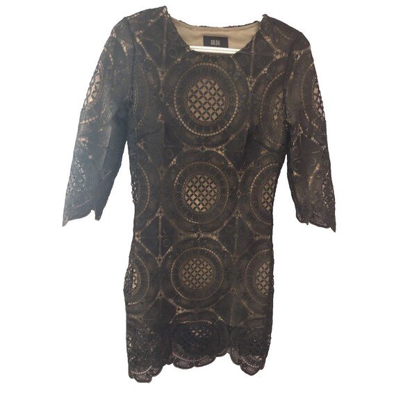 Goldie Dresses & Skirts - Goldie Crochet Medallion Black Lace Lined Dress Women's Size Small